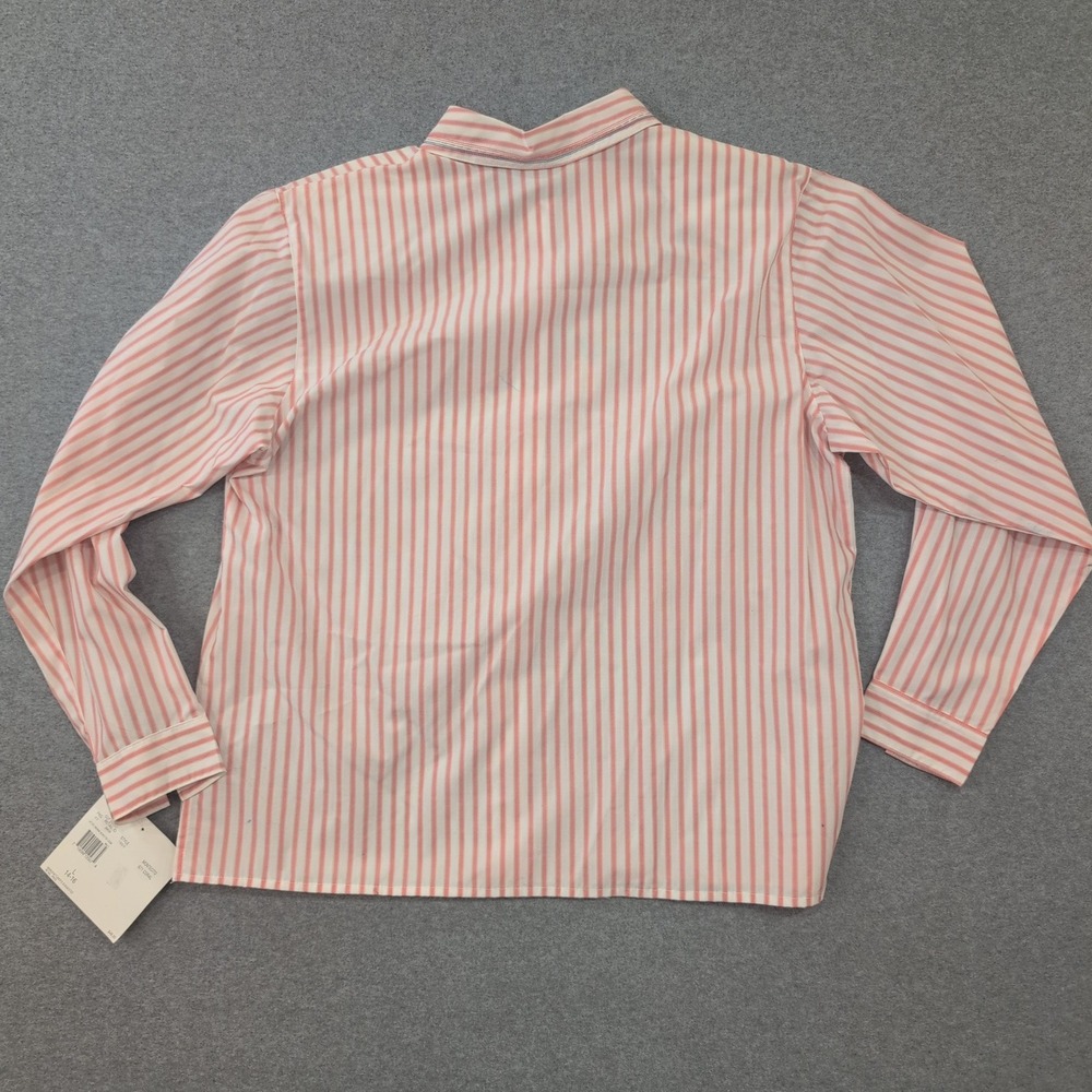 Koret City Blues Women's Large Striped Floral Embroidered Button Down Shirt Pink - Picture 5 of 6